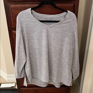 Fleece Gray V-Neck Women's Top